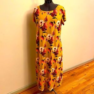 Mustard Floral Maxi Dress, size 2x